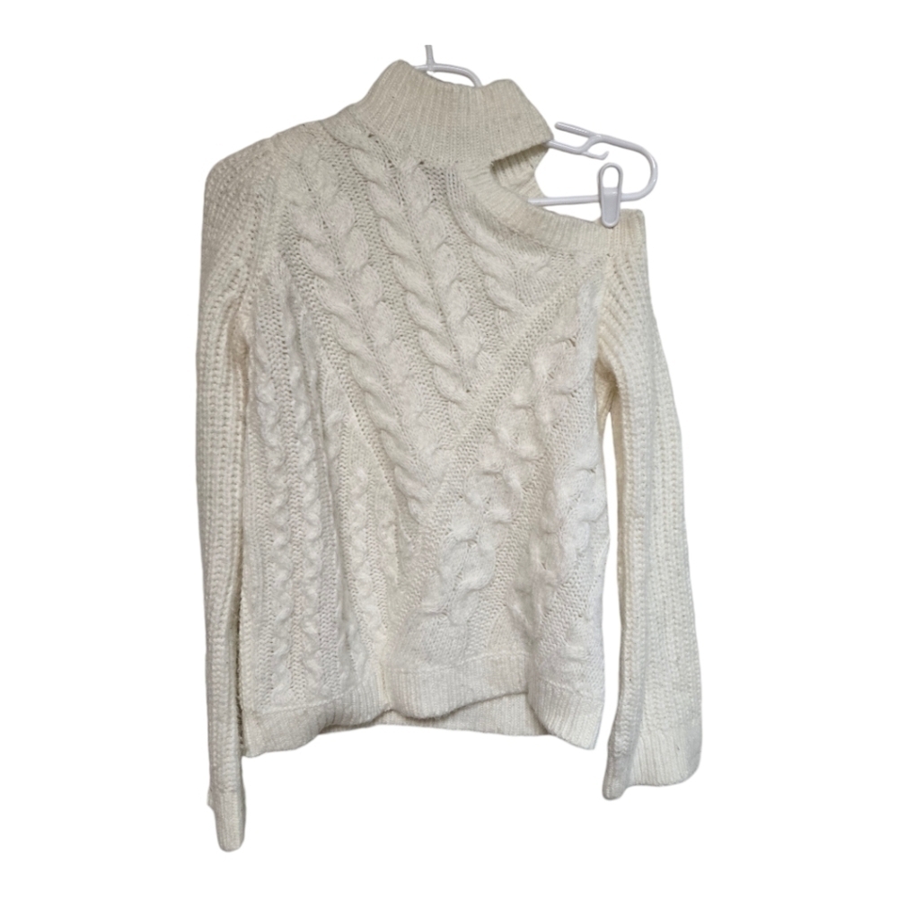 Express Cable Knit Sweater Medium Asymmetrical Turtleneck